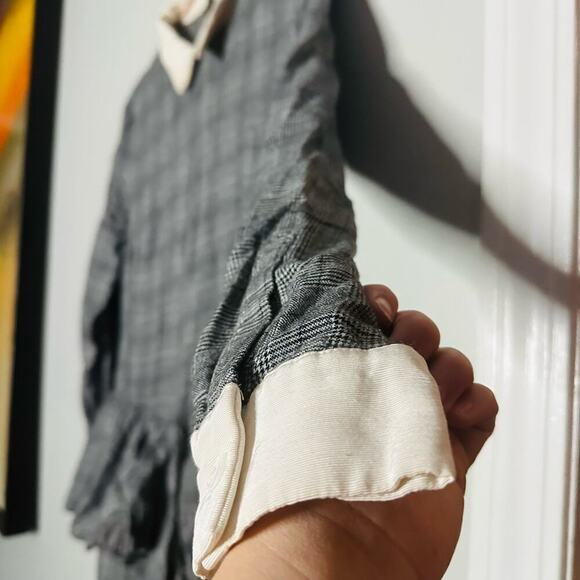 PETERSYN Womens Grey Plaid Collared Long Sleeve Ruffle Mini Dress Size XL - Picture 11 of 14